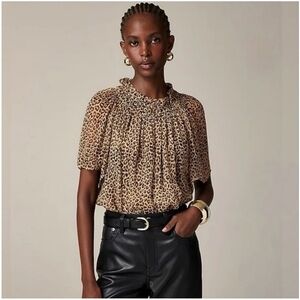 J. Crew Animal Print Ruffle Blouse